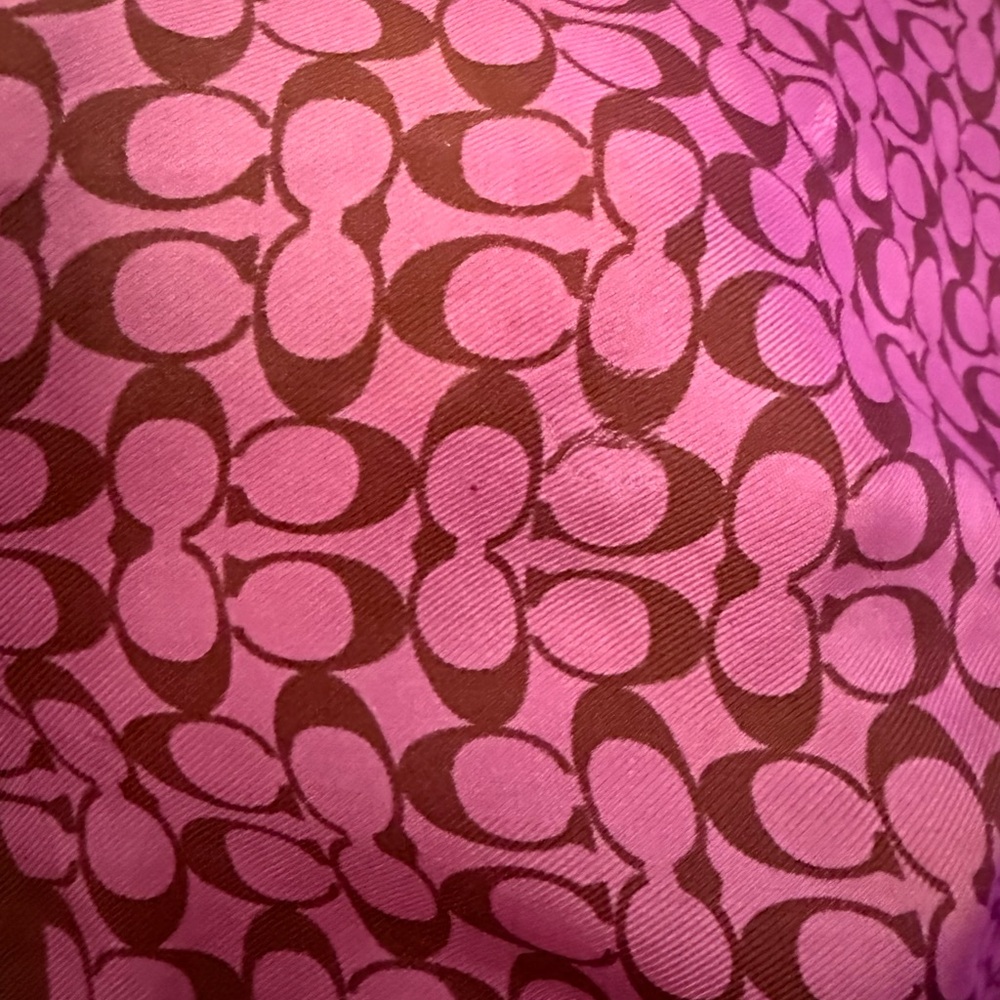 Coach Purple Logo Print Silk Scarf - Picture 3 of 4